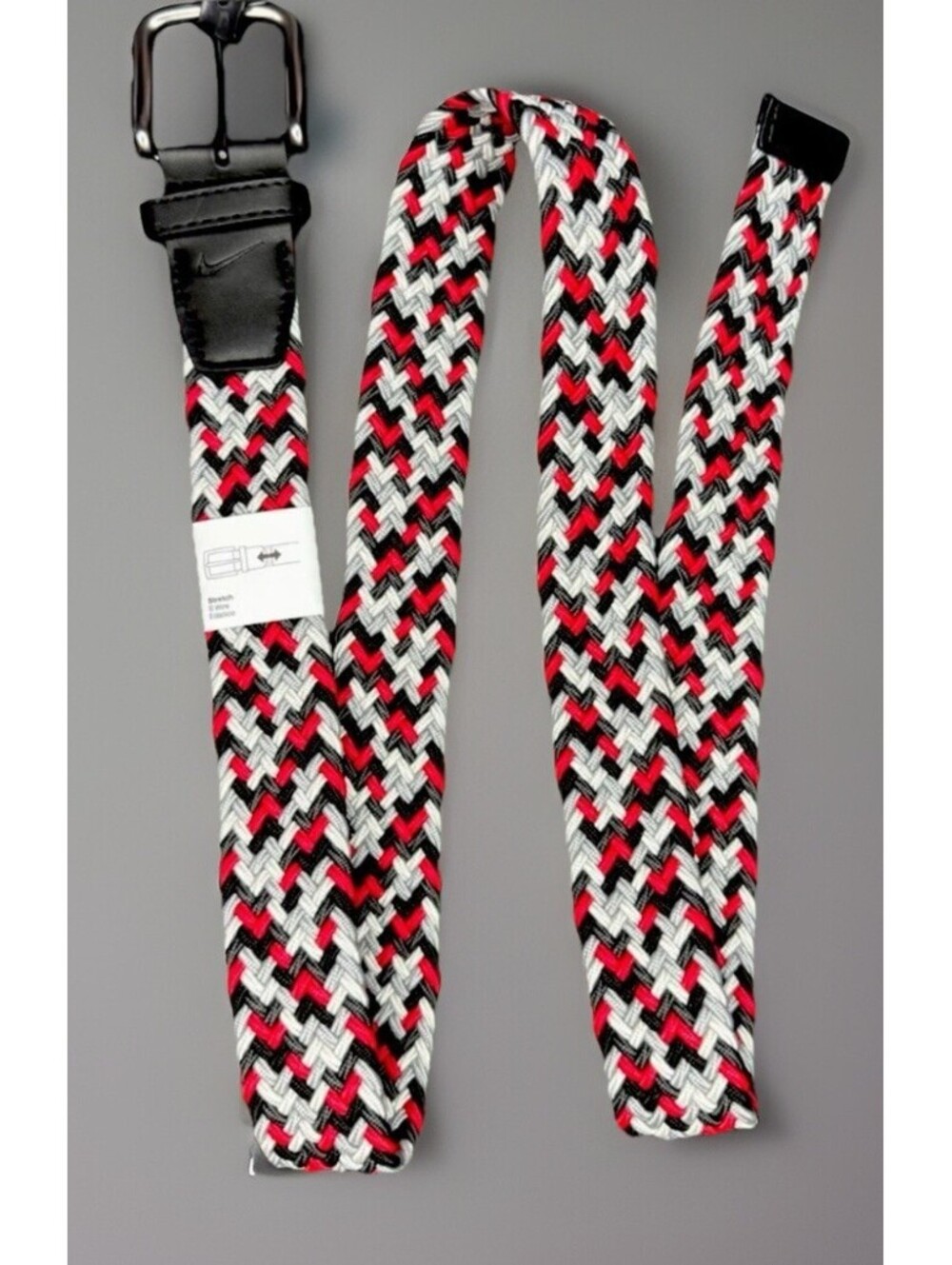 Nike Flex/Stretch Woven Golf Belt Men’s XL 42-44 RedWhite/Black/Leather New